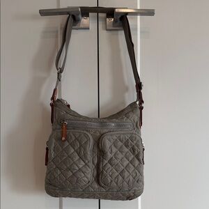 MZ Wallace Mia Quilted Crossbody Bag in Gray
